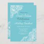 ロビンエッグブルーフローラレース甘い16 招待状 (正面/裏面)