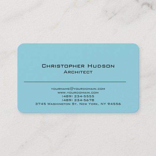 ロビンエッグブルー背景色の会社の建築家 名刺 (正面)