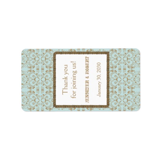 ロビンエッグブルー金ゴールドダマスクウェディングリップバームラベル ラベル (正面)