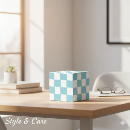 ロビンエッグブルー×ホワイトスクエアパターン クラシック フェイバーボックス