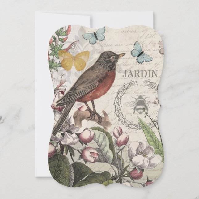 ロビンエレガントバードバタフライフランスのアート (正面)