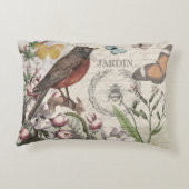 ロビンエレガントバードバタフライフランスのアート アクセントクッション (裏面)