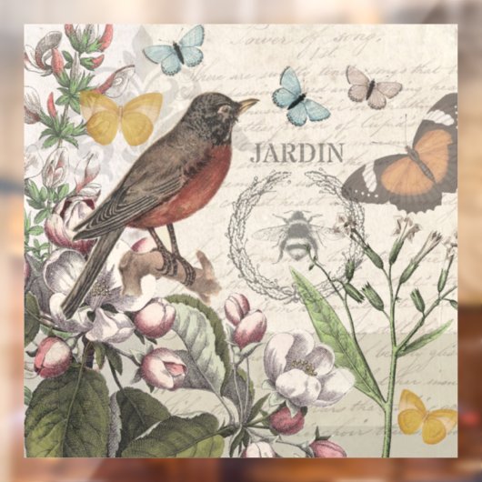 ロビンエレガントバードバタフライフランスのアート ウィンドウサイン (シート2)