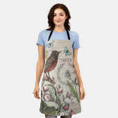 ロビンエレガントバードバタフライフランスのアート エプロン (着用した状態)