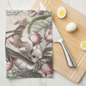 ロビンエレガントバードバタフライフランスのアート キッチンタオル (四つ折り)
