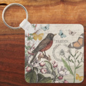 ロビンエレガントバードバタフライフランスのアート キーホルダー (正面)