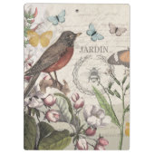 ロビンエレガントバードバタフライフランスのアート クリップボード (裏面)