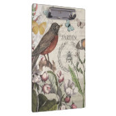 ロビンエレガントバードバタフライフランスのアート クリップボード (右)