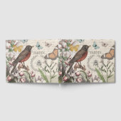 ロビンエレガントバードバタフライフランスのアート ゲストブック (全面)