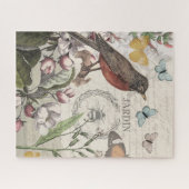 ロビンエレガントバードバタフライフランスのアート ジグソーパズル (横)