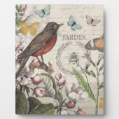 ロビンエレガントバードバタフライフランスのアート フォトプラーク (正面)