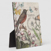 ロビンエレガントバードバタフライフランスのアート フォトプラーク (側面)