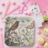 ロビンエレガントバードバタフライフランスのアート ペーパープレート (パーティー)