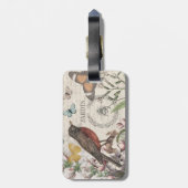 ロビンエレガントバードバタフライフランスのアート ラゲッジタグ (裏面縦)