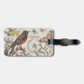 ロビンエレガントバードバタフライフランスのアート ラゲッジタグ (裏面横)