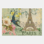 ロビンエレガントバードバタフライフランスのアート ラッピングペーパーシート (正面3)