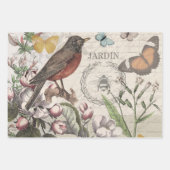 ロビンエレガントバードバタフライフランスのアート ラッピングペーパーシート (正面)