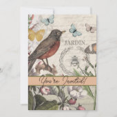 ロビンエレガントバードバタフライフランスのアート 招待状 (正面)