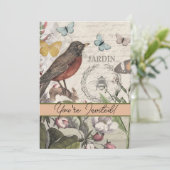 ロビンエレガントバードバタフライフランスのアート 招待状 (スタンド正面)