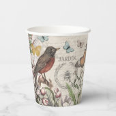 ロビンエレガントバードバタフライフランスのアート 紙コップ (裏面)