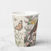 ロビンエレガントバードバタフライフランスのアート 紙コップ (左)