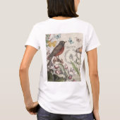 ロビンエレガントバードバタフライフランスのアート Tシャツ (裏面)