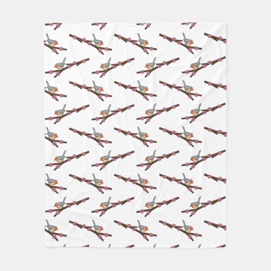 ロビンオン桜 フリースブランケット (正面)