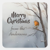ロビンカスタム・ウィンターの名からメリークリスマスのクリスマス スクエアシール (正面)