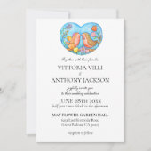 ロビンカップルかわいい鳥簡単DIY庭園の結婚式 招待状 (正面)