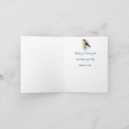 ロビンガーデンバード野生生物ありがとうございま感謝していす カード (内部)