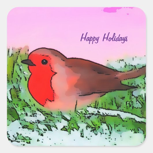 ロビンクリスマスホリデーシーズン スクエアシール (正面)