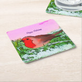 ロビンクリスマスホリデーシーズン スクエアペーパーコースター (アングル)