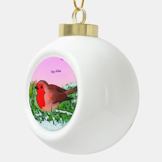 ロビンクリスマスホリデーシーズン セラミックボールオーナメント (右)