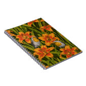 ロビンスとユリの花、オレンジとダークグリーン ノートブック (右側)