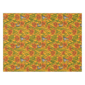 ロビンスとユリの花、オレンジと緑 テーブルクロス (正面(横))