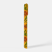 ロビンスとユリの花、オレンジと緑 iPhone 15ケース (右側面)