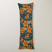 ロビンスとユリの花、オレンジと青 ボディピロー (裏面 (縦))