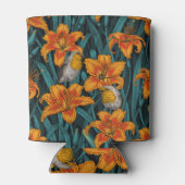 ロビンスとユリの花、オレンジと青 缶クーラー (裏面)