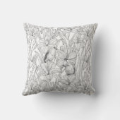 ロビンスとユリの花、白黒 クッション (裏面)