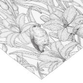 ロビンスとユリの花、白黒 ショートテーブルランナー (コーナー)