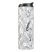 ロビンスとユリの花、白黒 タンブラー (回転左)