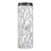 ロビンスとユリの花、白黒 タンブラー (裏面)