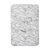 ロビンスとユリの花、白黒 バスマット (正面縦)