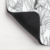 ロビンスとユリの花、白黒 マウスパッド (コーナー)