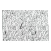 ロビンスとユリの花、白黒 枕カバー (裏面-右)