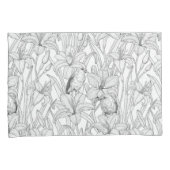 ロビンスとユリの花、白黒 枕カバー (正面右)