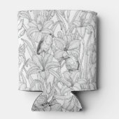 ロビンスとユリの花、白黒 缶クーラー (裏面)