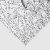 ロビンスとユリの花、白黒 薄葉紙 (詳細)
