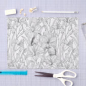 ロビンスとユリの花、白黒 薄葉紙 (クラフト)