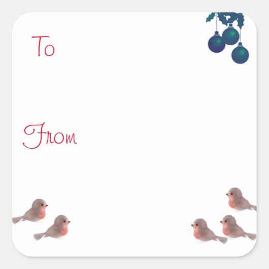 ロビンスと可愛いクリスマス スクエアシール (正面)